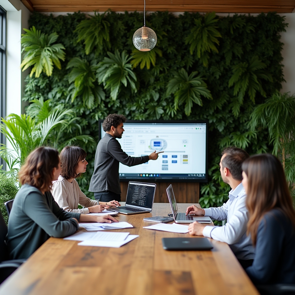Sessione di collaborazione del team Novenmorlab attorno a un tavolo con laptop e documenti